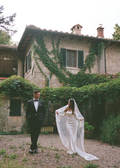bride and groom holding each other