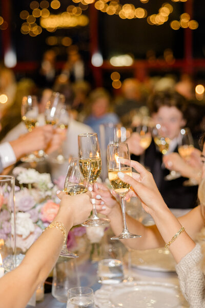 toasting wine glasses