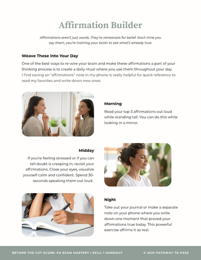 Affirmation Builder Handout 2 from Beyond The Cut Score by Erich Fogg