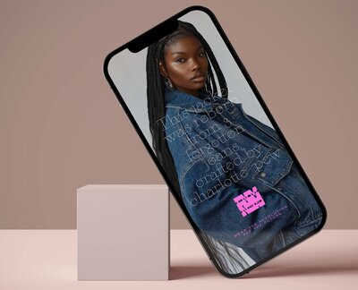 iphone displaying dnm gen brand design