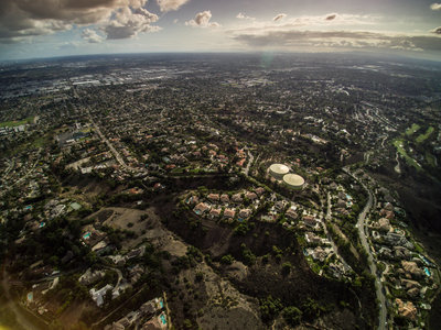 Aerial photography shot over Orange County