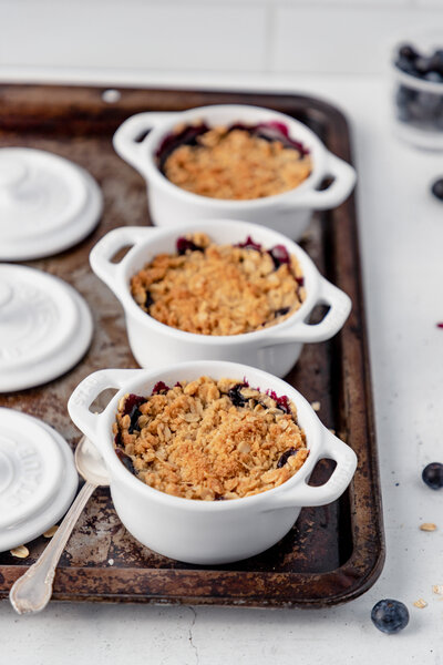 blueberry dessert in mini dutch ovens