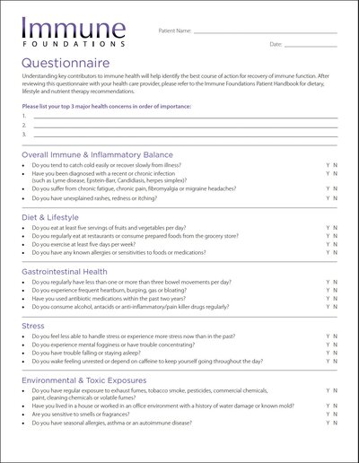 Image of Immune Foundation Questionnaire
