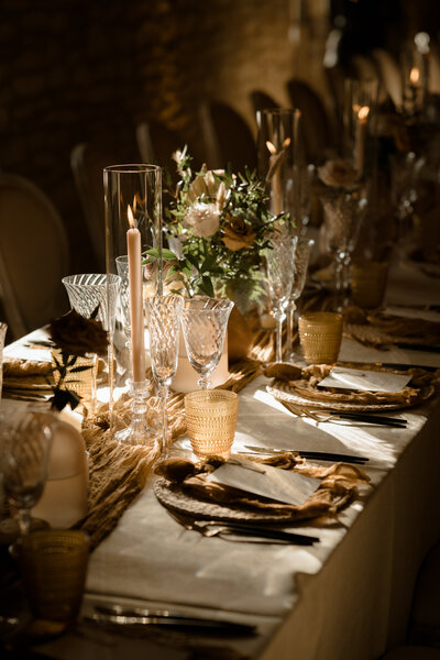 Cinematic photo of two grooms embracing at church