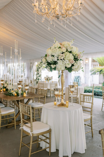 luxury reception design with white florals