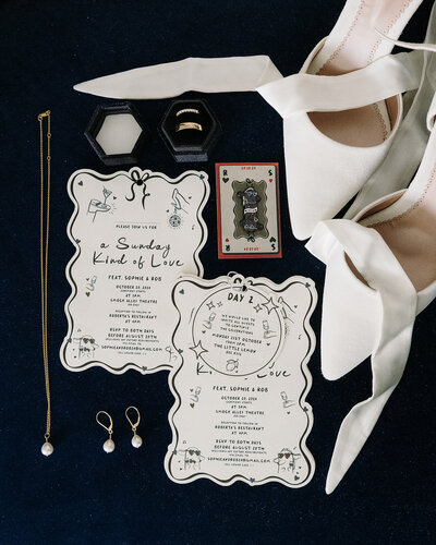 Chic black and white wedding invitation for a wedding at Roberta’s in Dublin, Ireland
