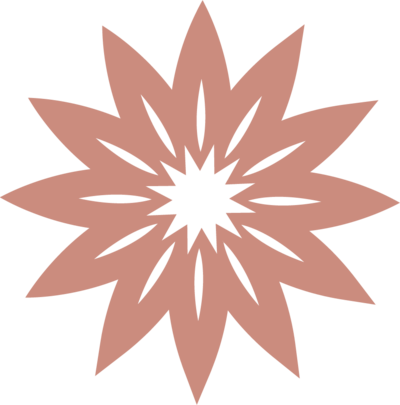 A rose colored star shape with star cut out of the center
