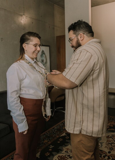 Helping my client get ready BTS photo