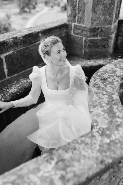 Just married moment – bride with natural makeup and elegant updo