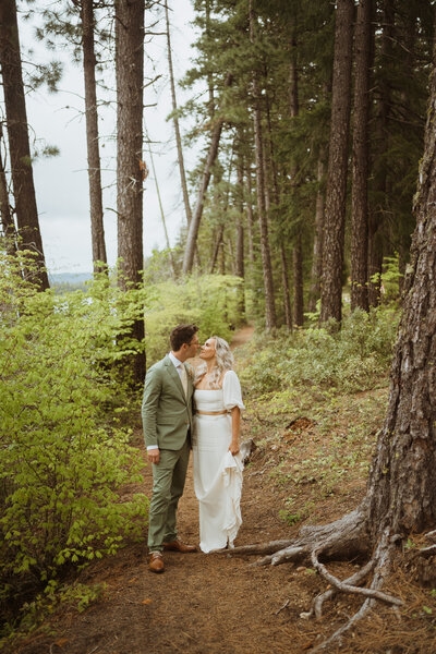 bride and groom holding hands