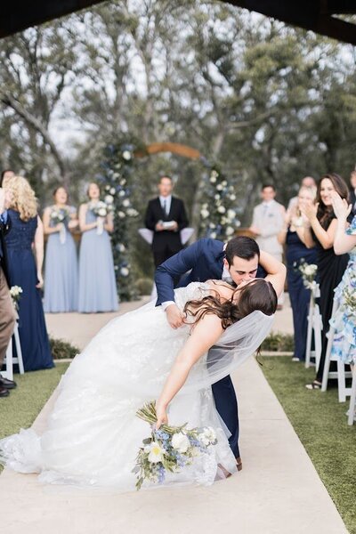 Couple shares first kiss at Sterling Event Venue Ceremony space