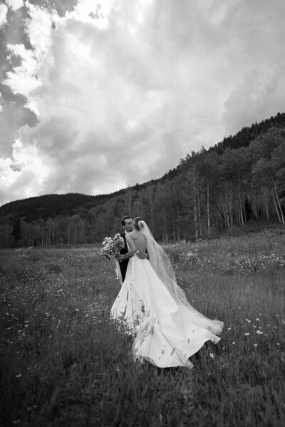 Bride and groom first look at Ritz Carlton Bachelor Gulch