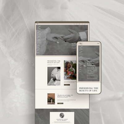 Mockup of custom brand and web design for photographers Palme Design Co