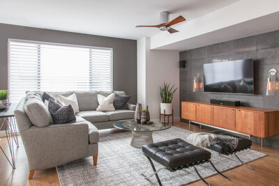 Mid-century modern living and dining room