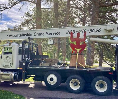 Art installation by Mountainside Crane Service in Evergreen and Colorado Foothills