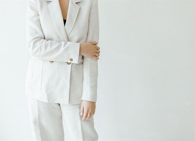 woman's white pant suit