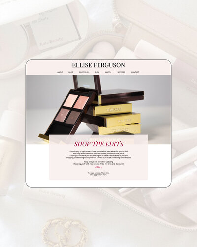 Website design image on top of make up image