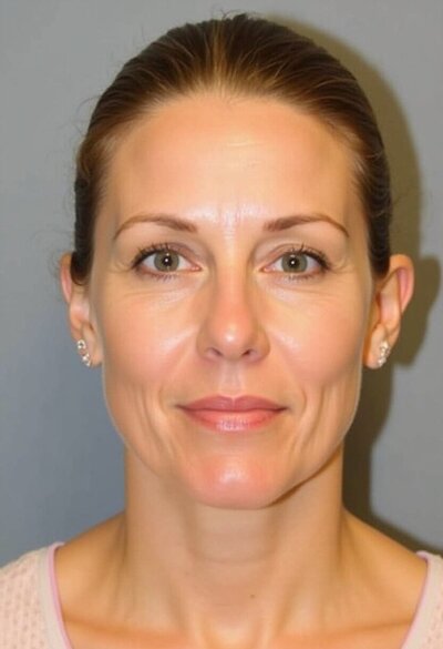 Mini Facelift after showing smoother jawline, lifted lower face, and tightened neck