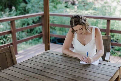 Bride writes vows at Denver Airbnb before intimate wedding.