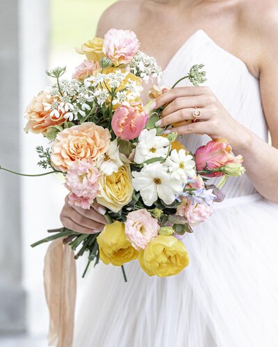 Wedding bouquet pink and yellow