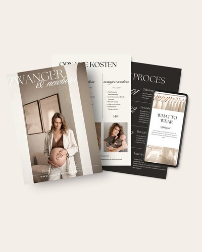 Exclusieve brochure voor zwangerschap- en newborn shoots bij Juliette Fotografie