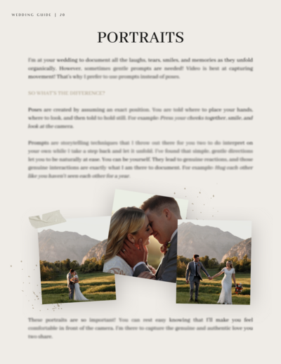 Artsy Wedding Video Guide Portraits Page