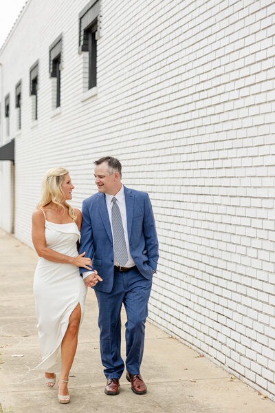 bride and groom walking in Canton
