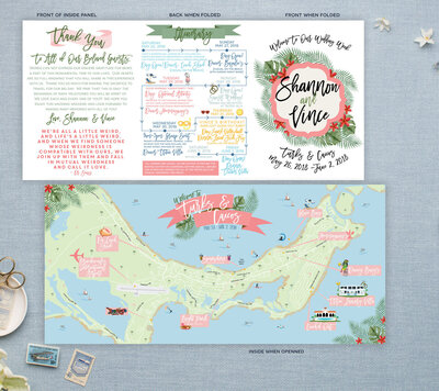 custom wedding map of turks and caicos destination wedding invitations and itinerary