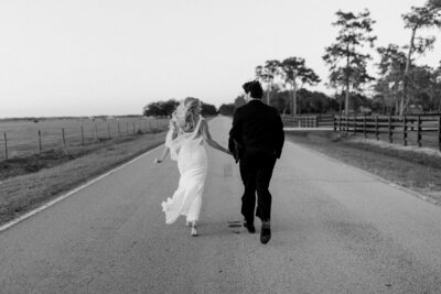 Bride and Groom Running Wedding Photos