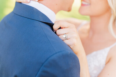 close up photo of brides ring at washington wedding at red barn farms colton washington