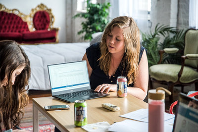 SEO consultant Julia Bocchese looking at a laptop screen