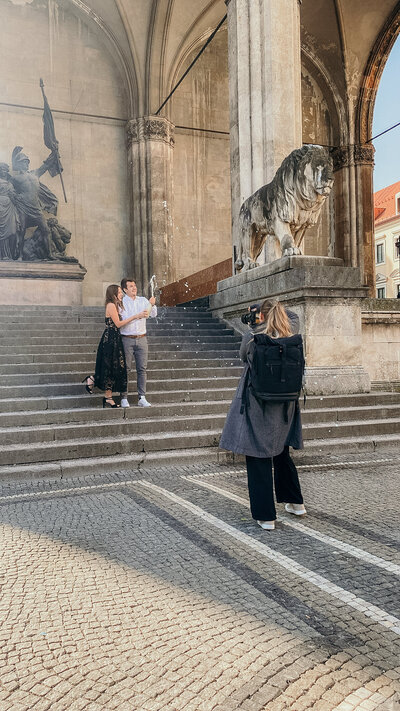 Karin in action while shooting a couple session.