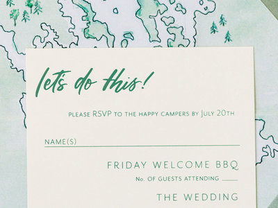 Gold ink custom calligraphy invitation and envelope for wedding