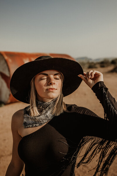 woman posing in desert