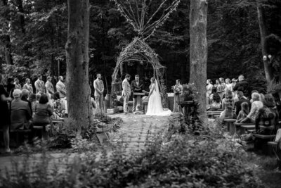 Wedding ceremony at Whispering Trees Manor