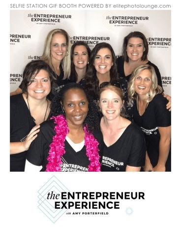 Salome Schillack standing with a group of seven attendees at The Entrepreneur Experience Event