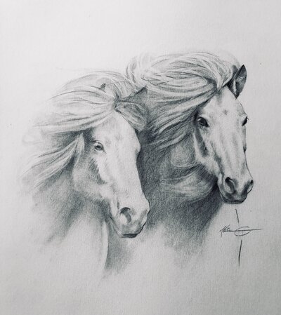 Herd series- _friendship-Karen-Osborn-Extraordinary-Female-Equine-Artist-Paard-Verzameld-