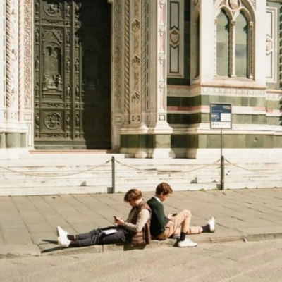 Couple Reading in Florence, Italy