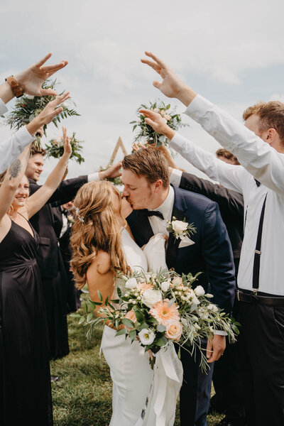 Bride and Groom Kissing