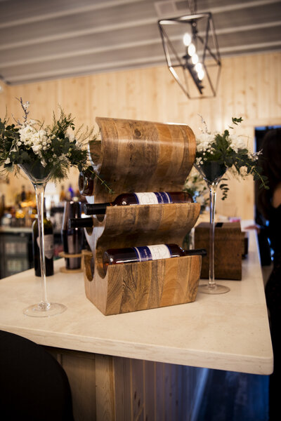 rustic decor at open fire at Wisconsin barn venue
