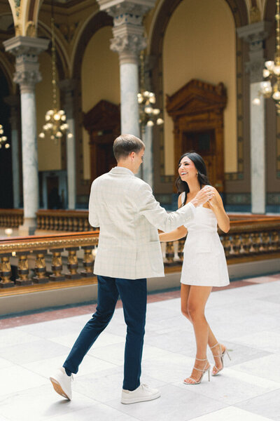couple playing in courthouse