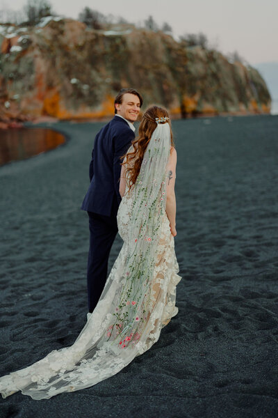 Black Beach elopement couples photos