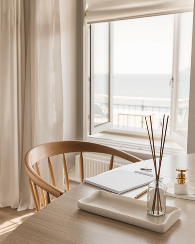 Neutral cream-toned branding aesthetic moodboard, adding softness and cohesion.