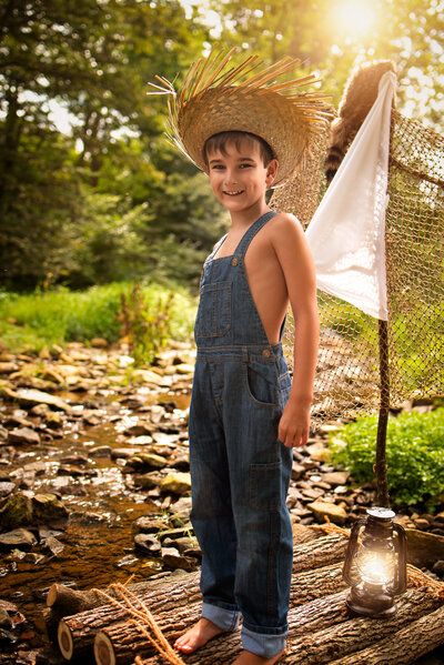 Photography session featuring natural  creek backdrop