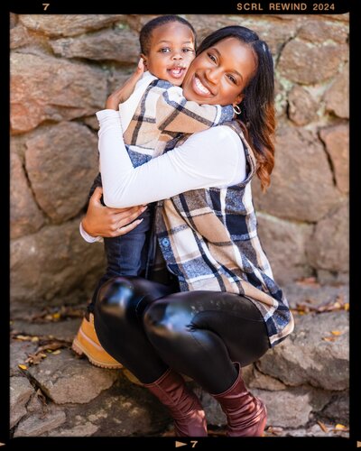 Boy hugging Mom
