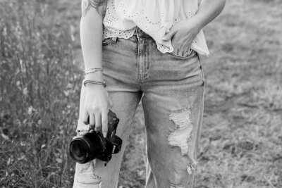 Portrait of Laura Vitale, photographer, outdoors in Doylestown, Pennsylvania