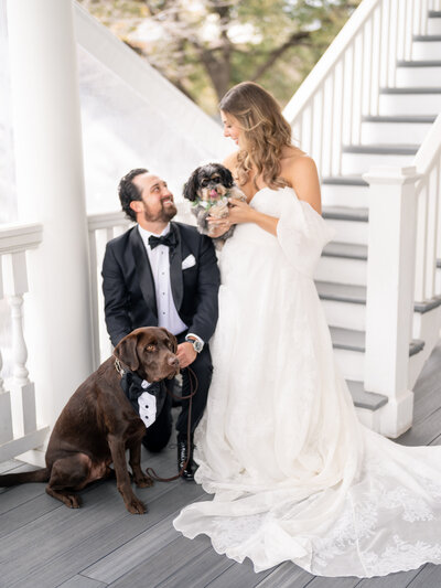 Bride and groom portraits at the allan house wedding venue in downtown austin