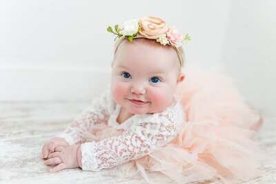 Cute 6 month old baby in Clear Lake Studio