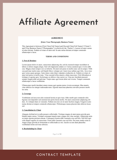 Affiliate Agreement Contract Template from The Legal Paige