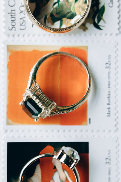 detail shot of ring on a stamp in Terre Haute Indiana 